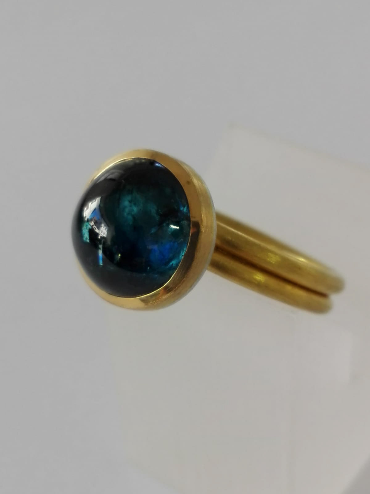 Turmalinring, 900 Gold, 935 Silber