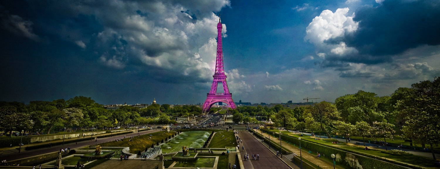 Vue generale tour eiffel trocadero - paris - France