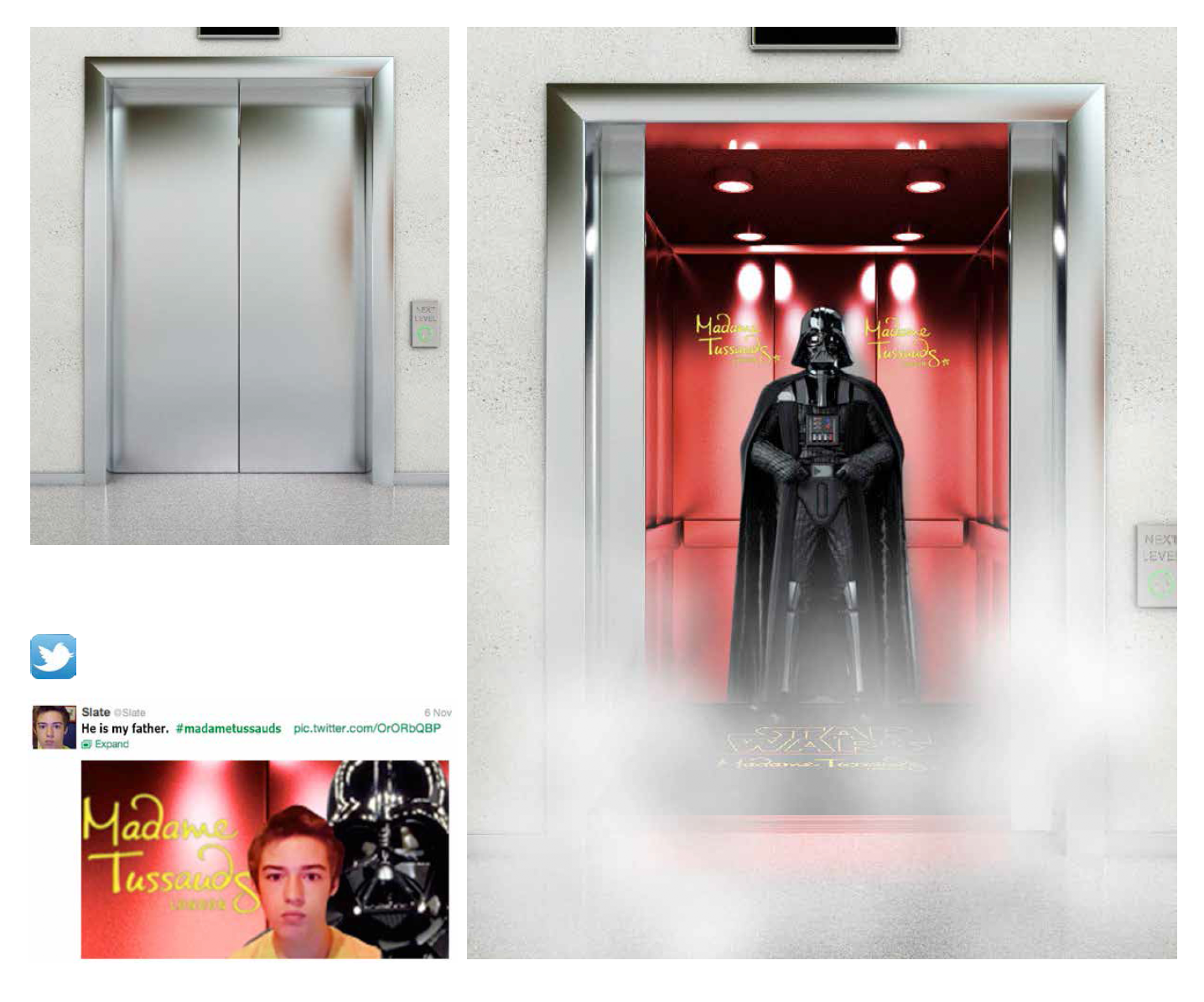 Dry ice activated lift in Westfield shopping centre