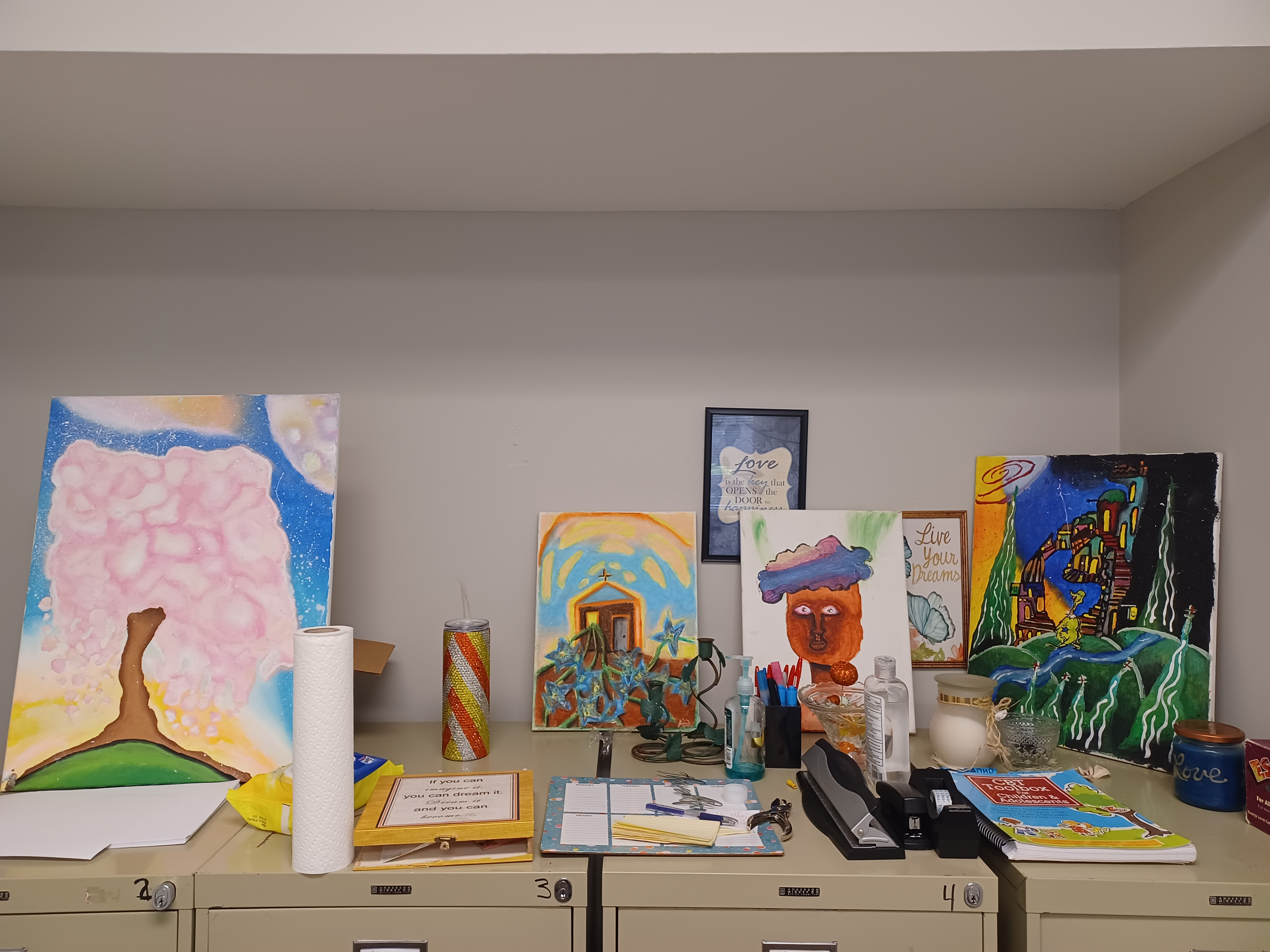 In the office of (Balanced Living Counseling Services) I had created some artworks to decorate the areas of the office. In doing this I wanted to create pieces that are peacful and welcoming to those who are seeking mental health services.