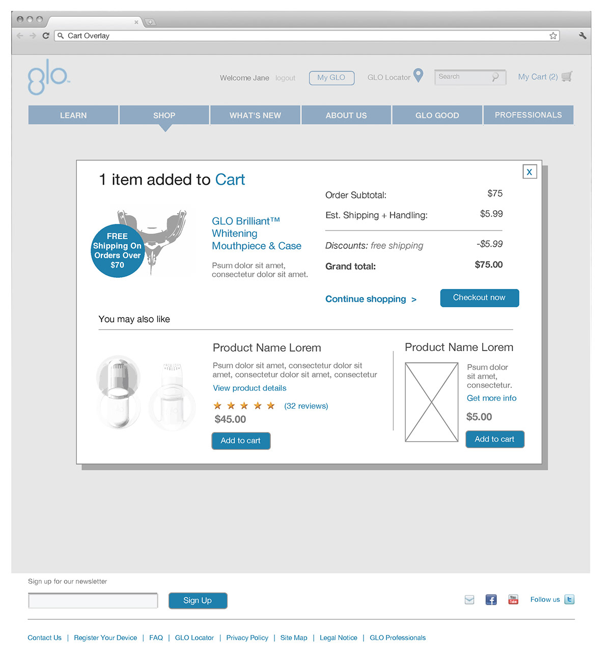 Cart modal