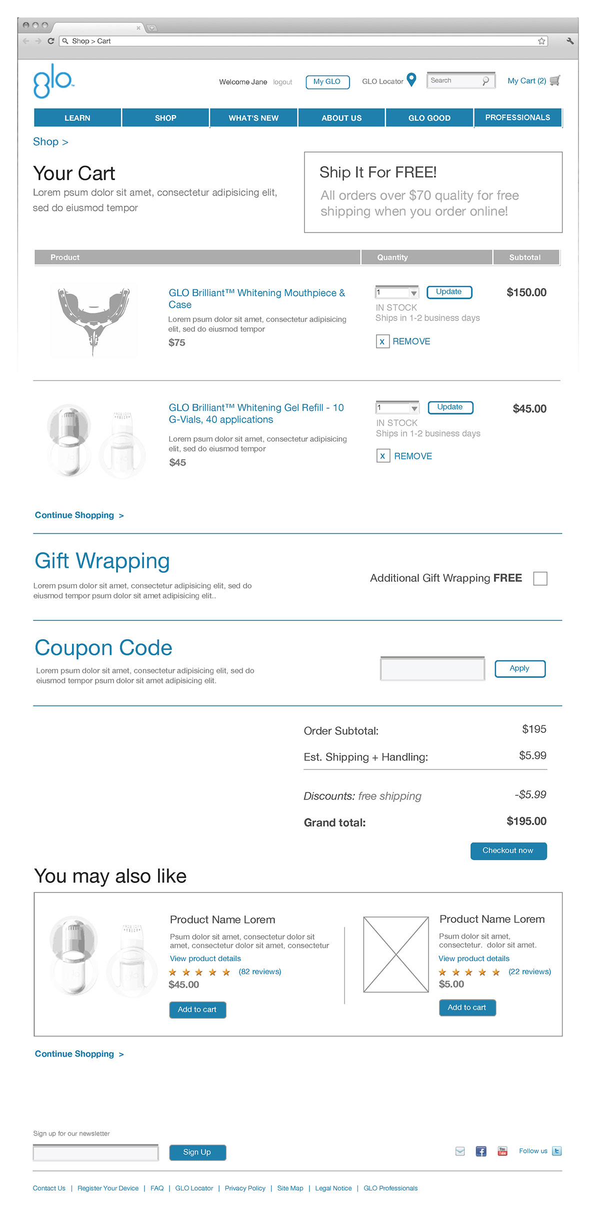 Cart page