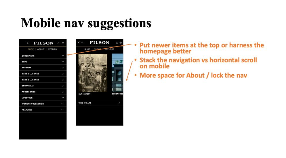 Mobile nav suggestions