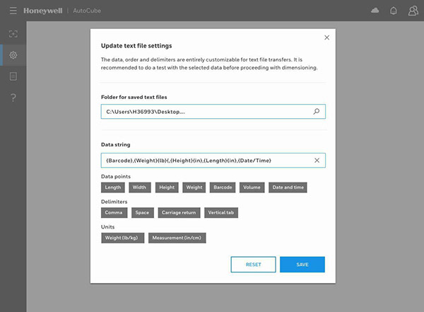 Data export modal