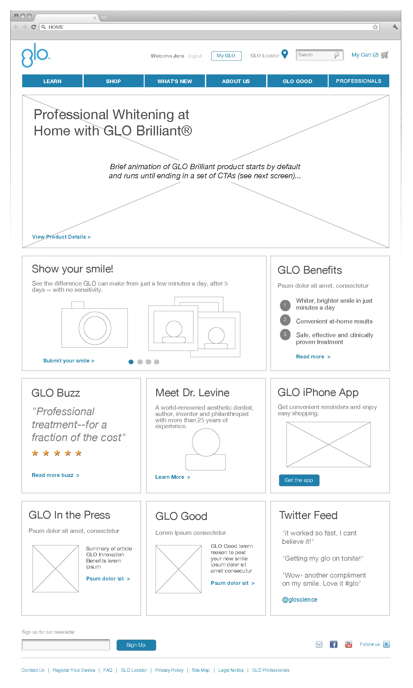 Homepage wire