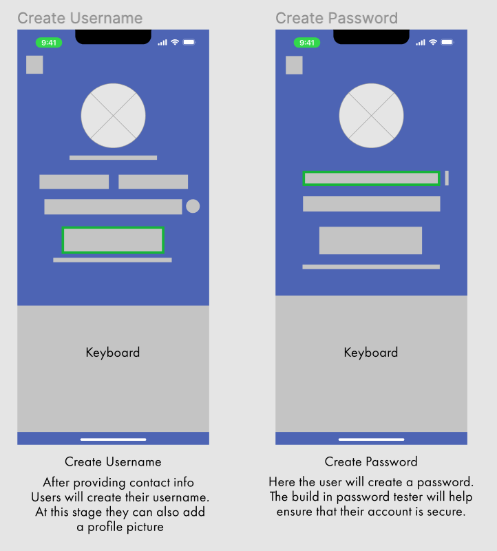 Create username and password