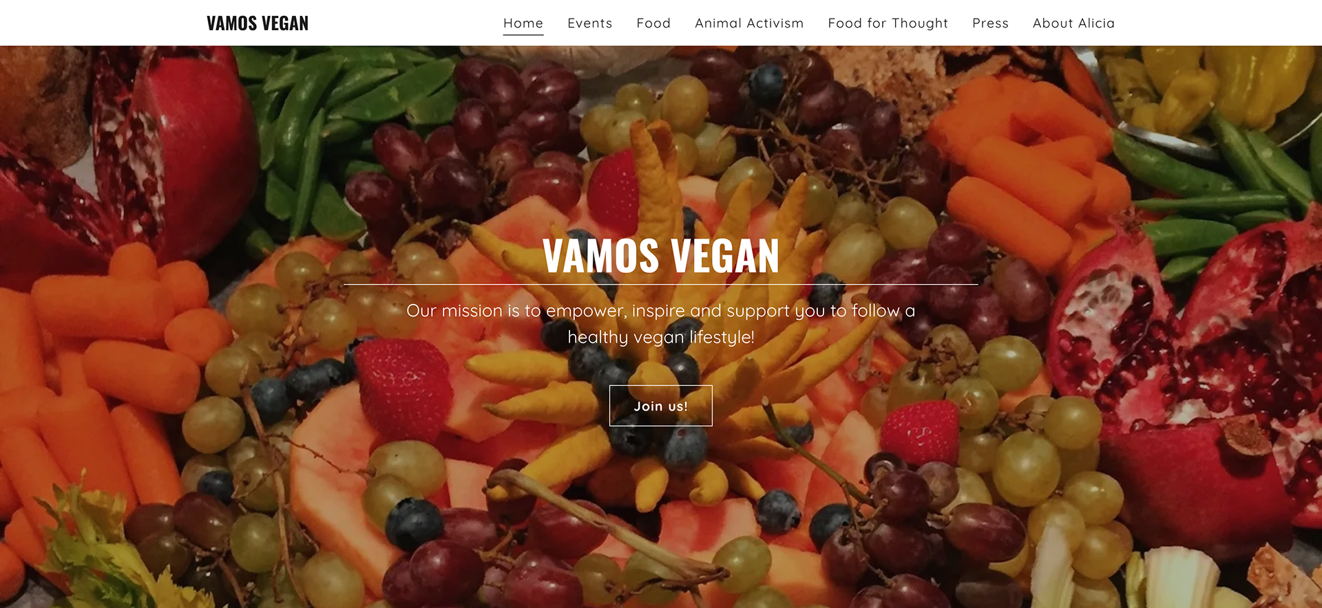 Project Manager for non-profit, Vamos Vegan, set up website, handled creative (images, copy, site building) domain handling and continued maintenance