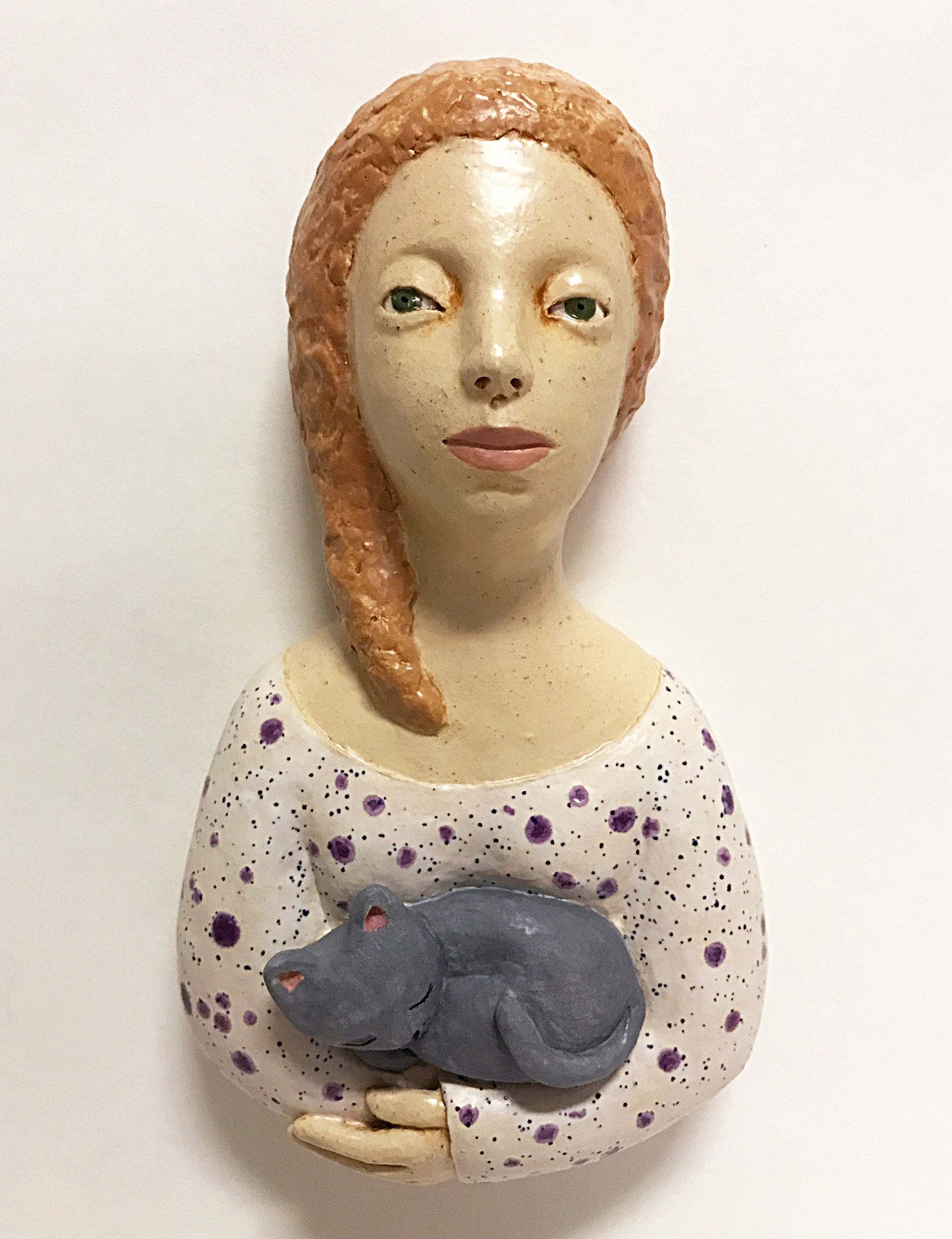 Woman & Grey Cat (wall-hanging)