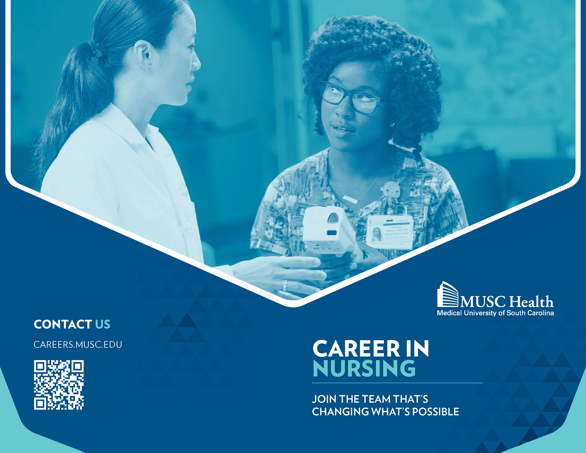 Nursing recruitment flyer. Collaborative work, made with Adobe Indesign.