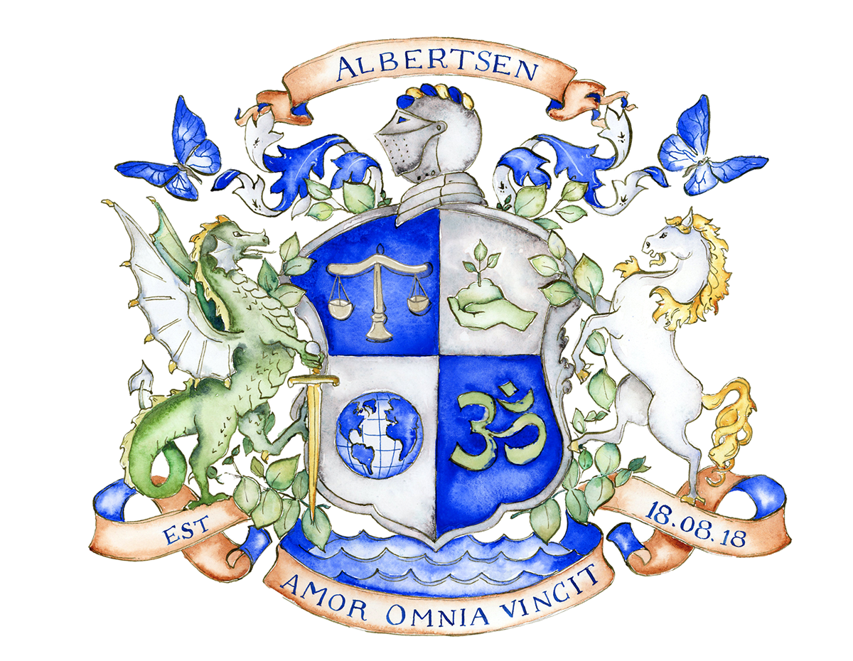 Hand painted family crests by Jamie Hansen - Albertsen Crest with a ...