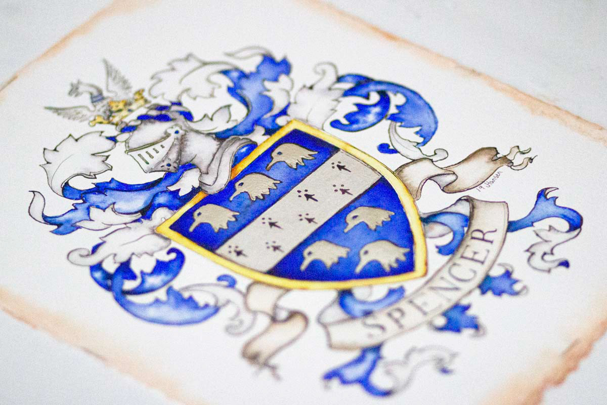 wedding crest hand painted