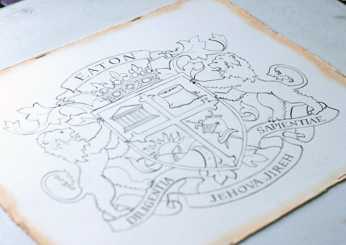 Hand painted family crests by Jamie Hansen - Eaton Family Crest