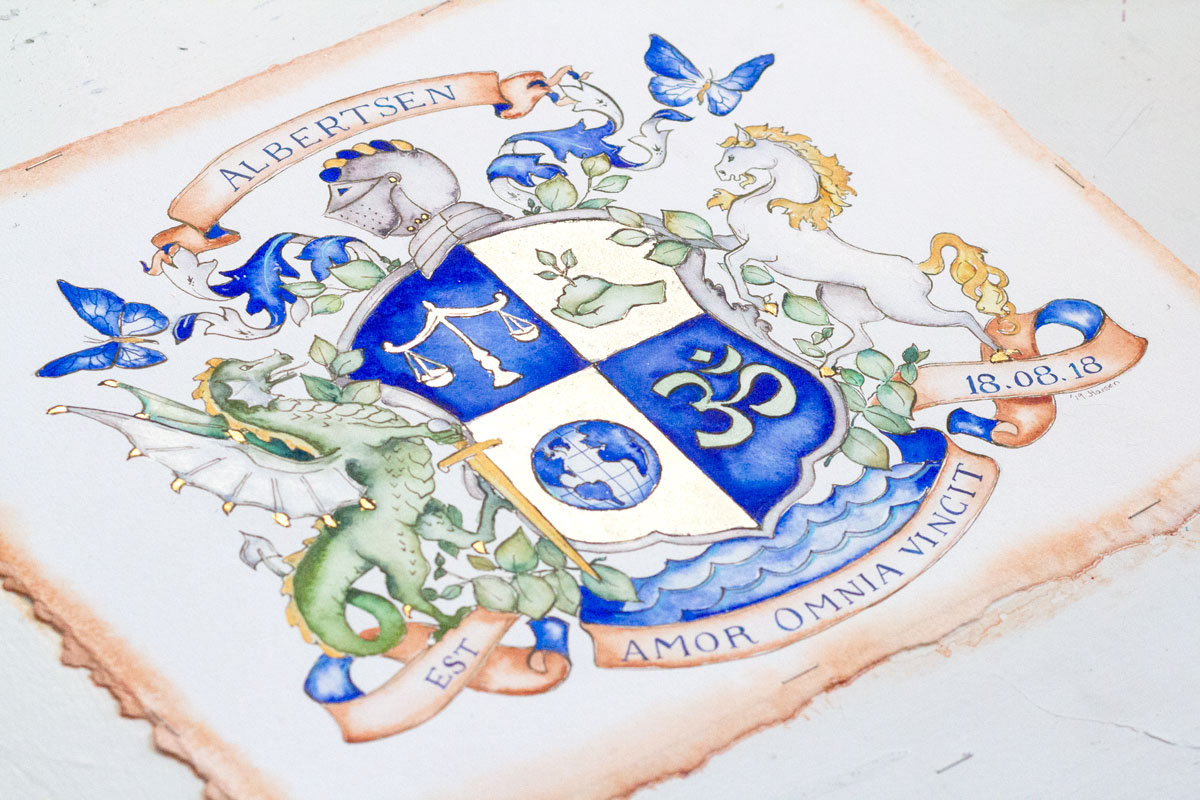 hand drawn wedding crest