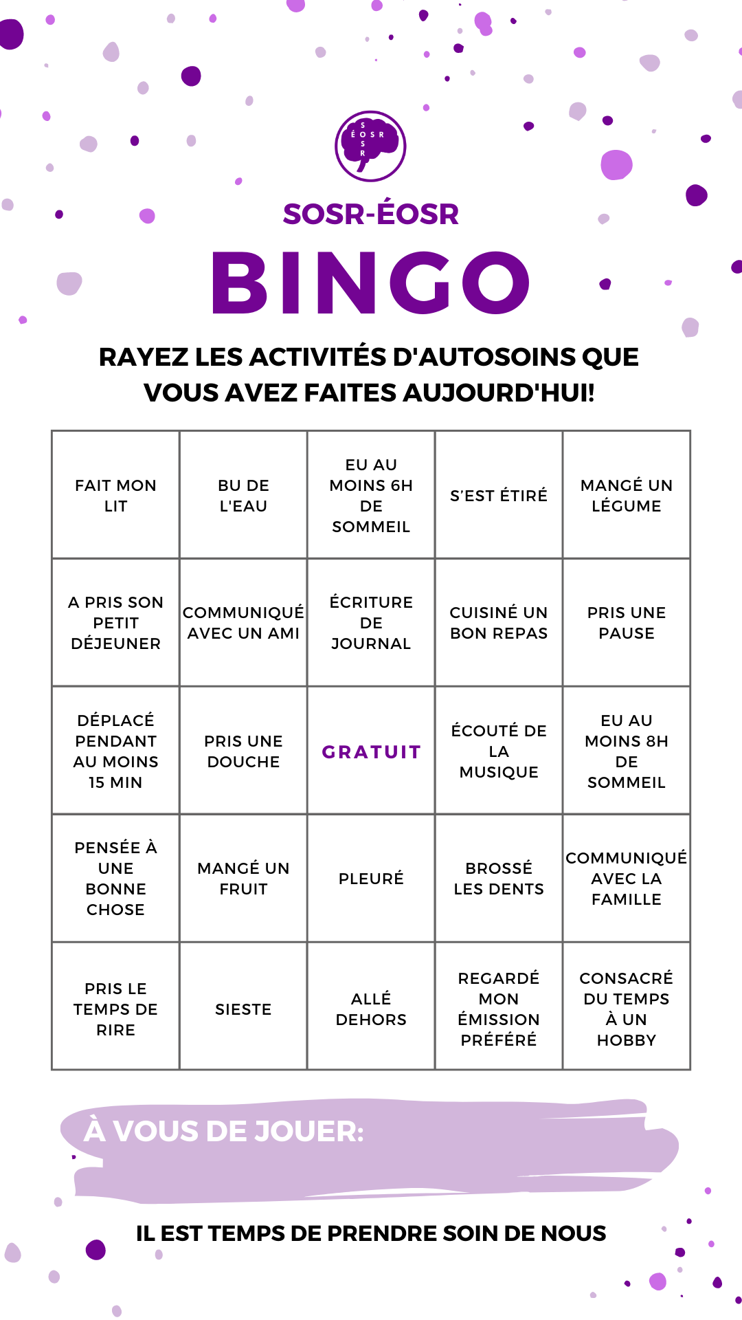 Self Care Bingo