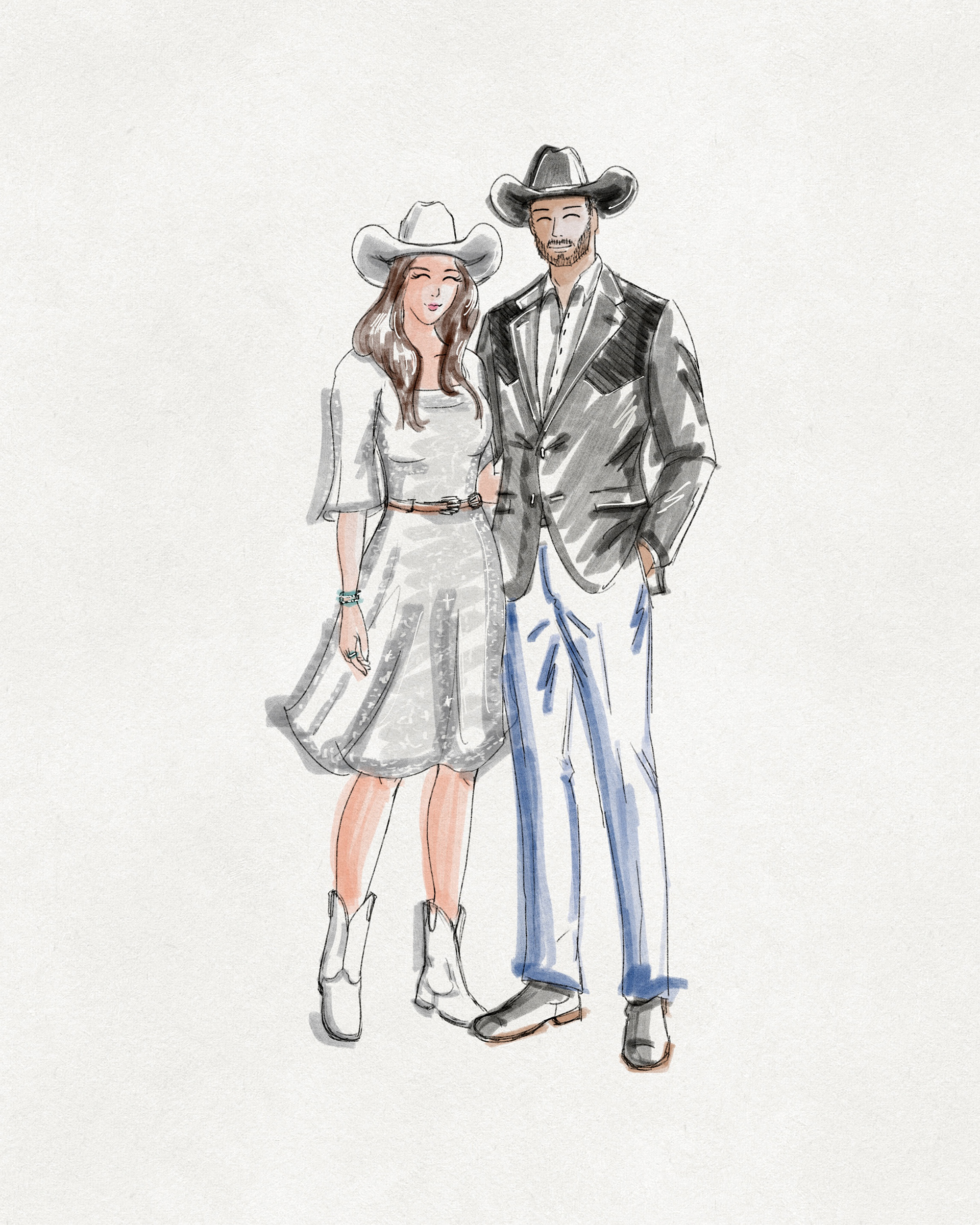 Digital marker illustration portrait printed on-site at an event
