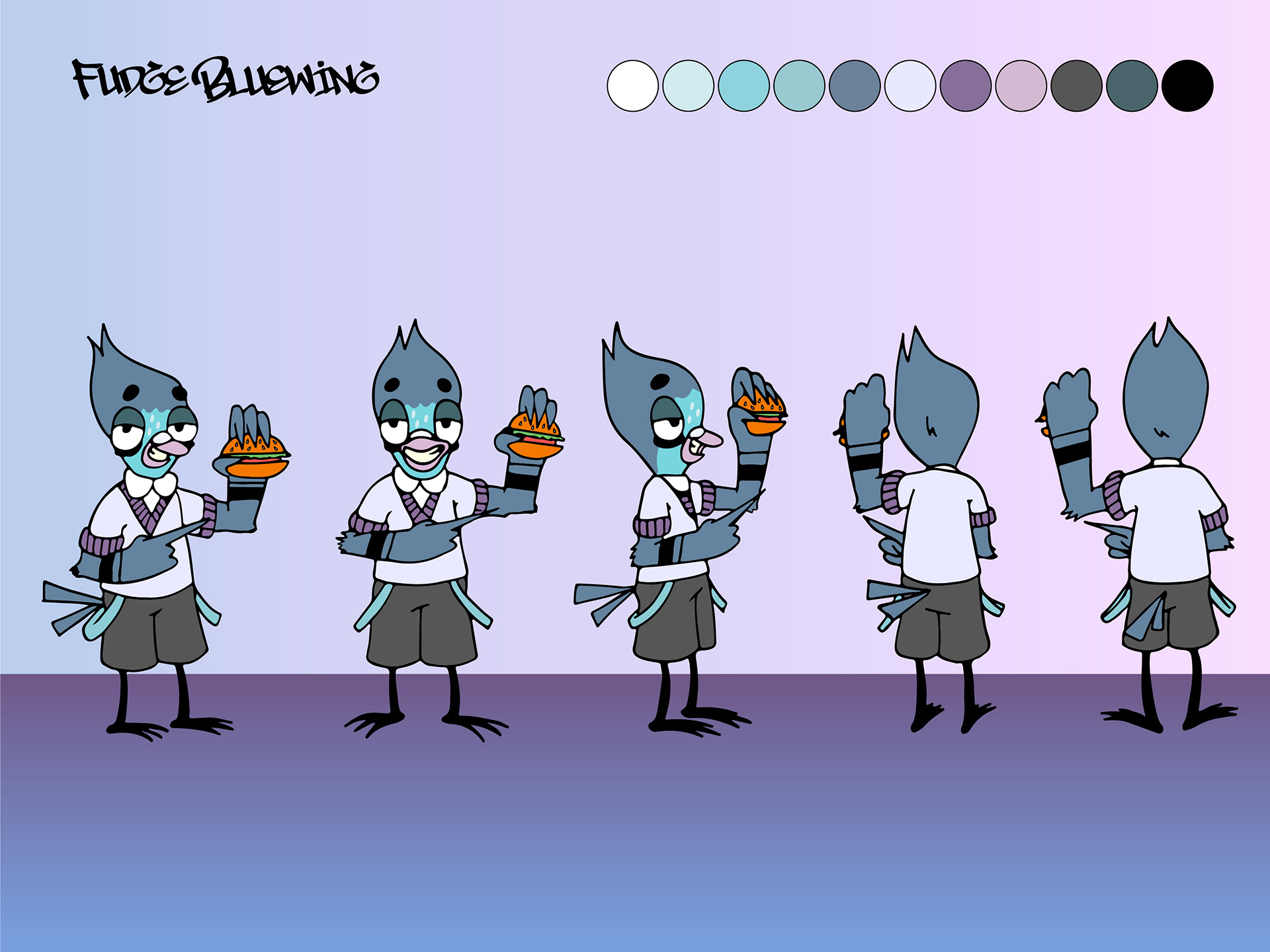 Fudge Bluewing. Turnaround.