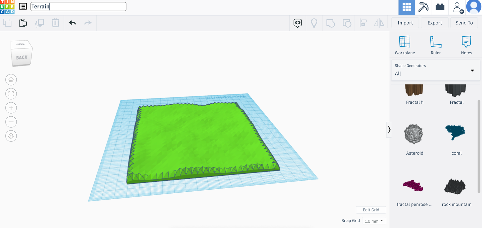 Terrain. Tinkercad.