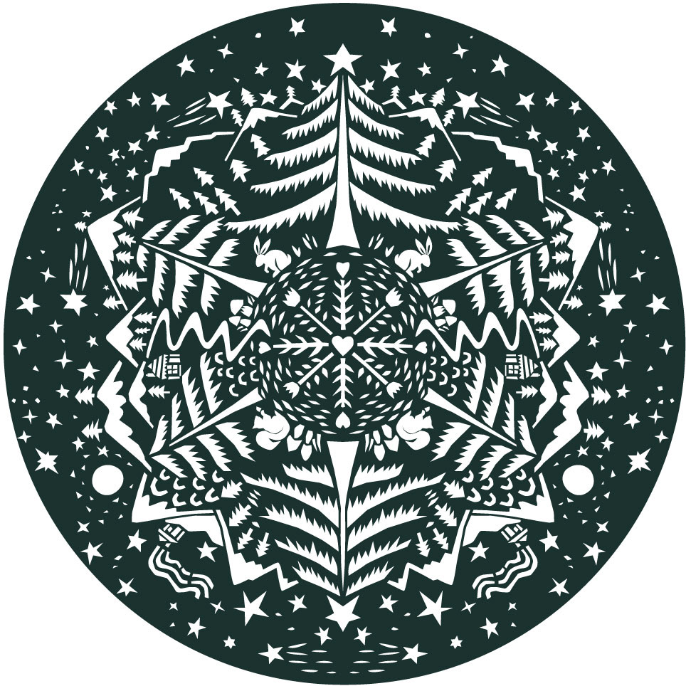 Christmas Tableware Hand Cut Illustrations for Engel.