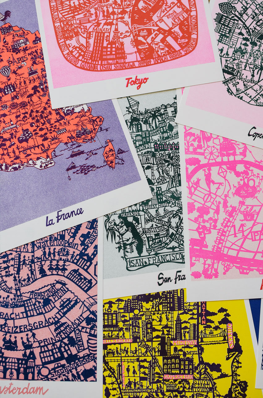 Riso Printed Maps