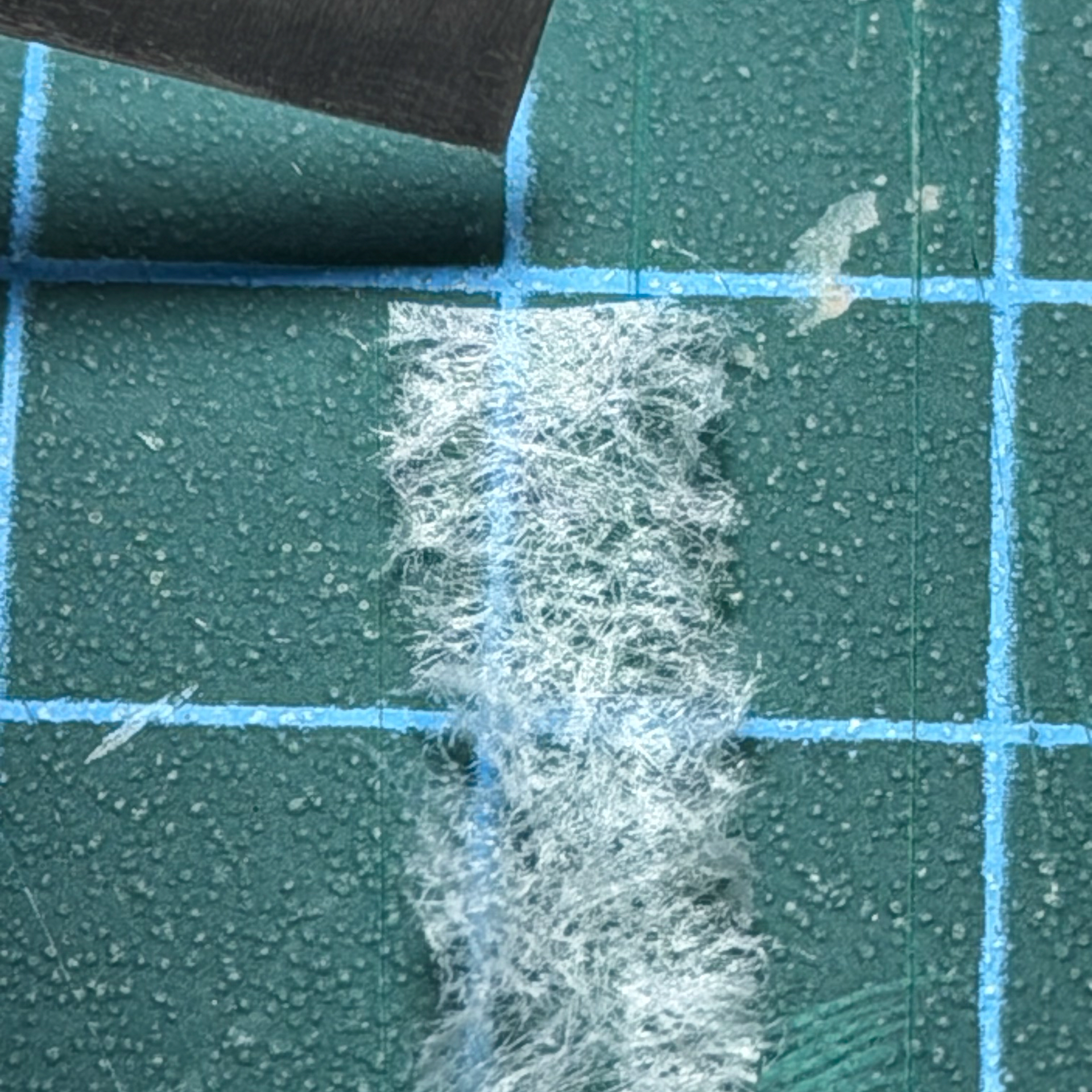 Papel japonés. Se desprendieron algunas de las fibras para que se perdiera a la hora de aplicarse.