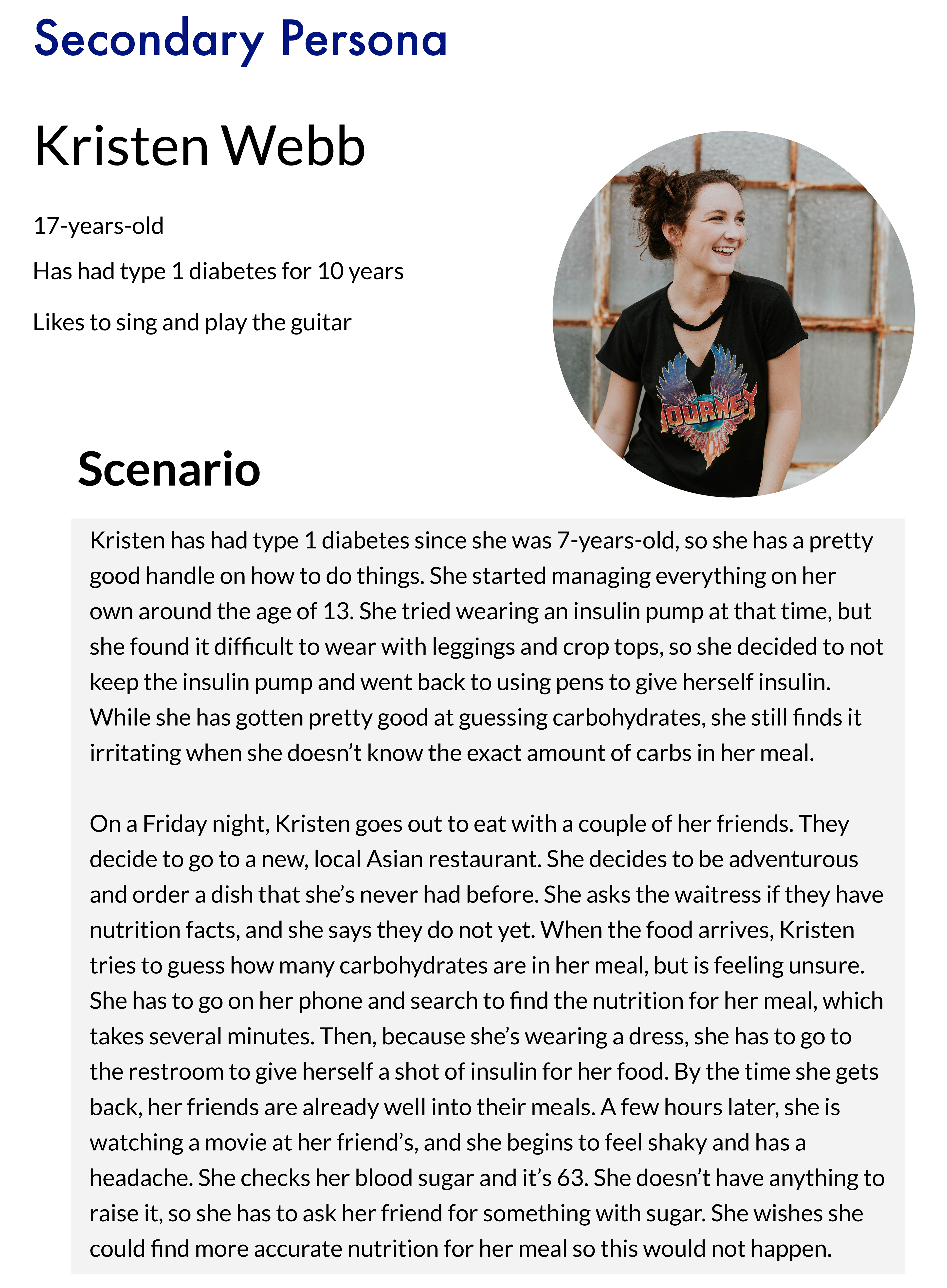 Secondary persona scenario