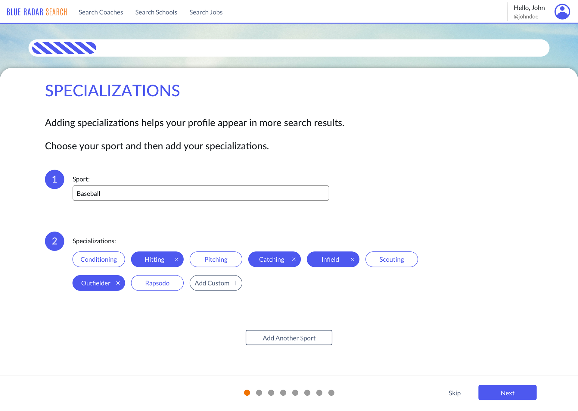 Specializations page