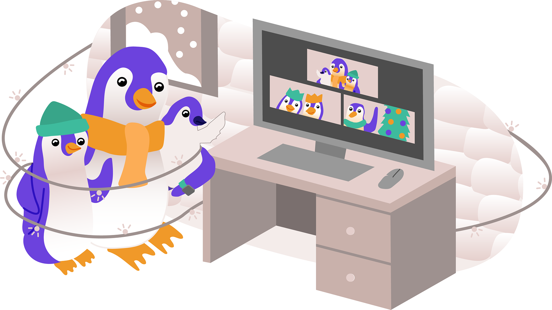 Staying connected and safe! I created this illustration as part of PAI Health's holiday e-greeting.