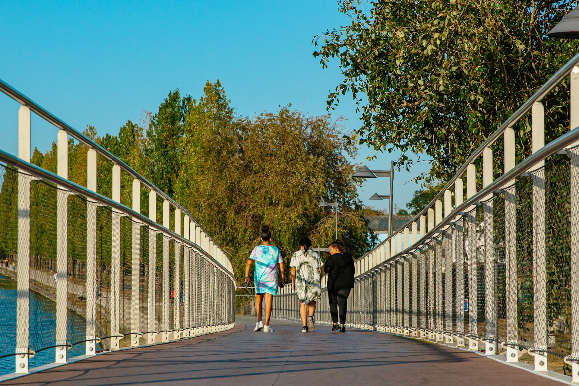 Vue aux Pavillons-Sous-Bois de la nouvelle passerelle Anatole France, inaugurée en 2014. Elle permet de relier le sud et le nord de la ville, sa construction a été pensé pour relier le nouveau collège Anatole France.