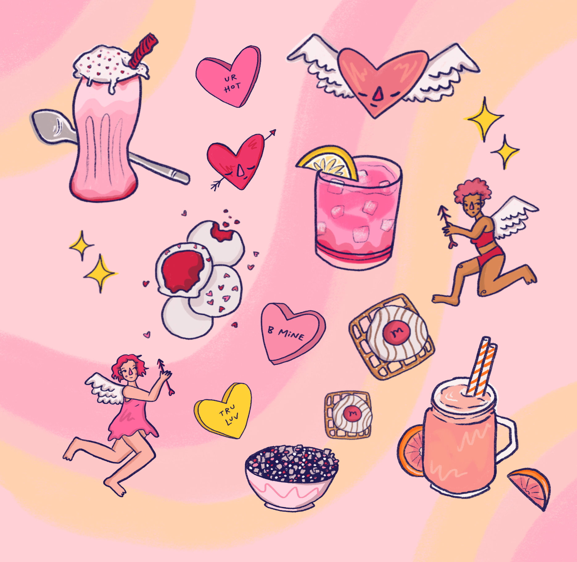 Valentine's Day Menu Illustration for Unpublished Magazine, 2021