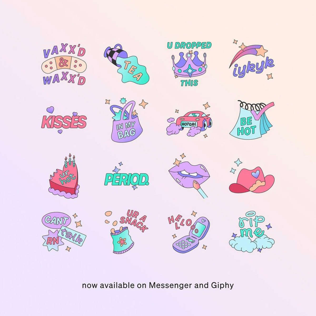 Facebook Messenger stickers in collaboration with Unpublished Magazine, 2021