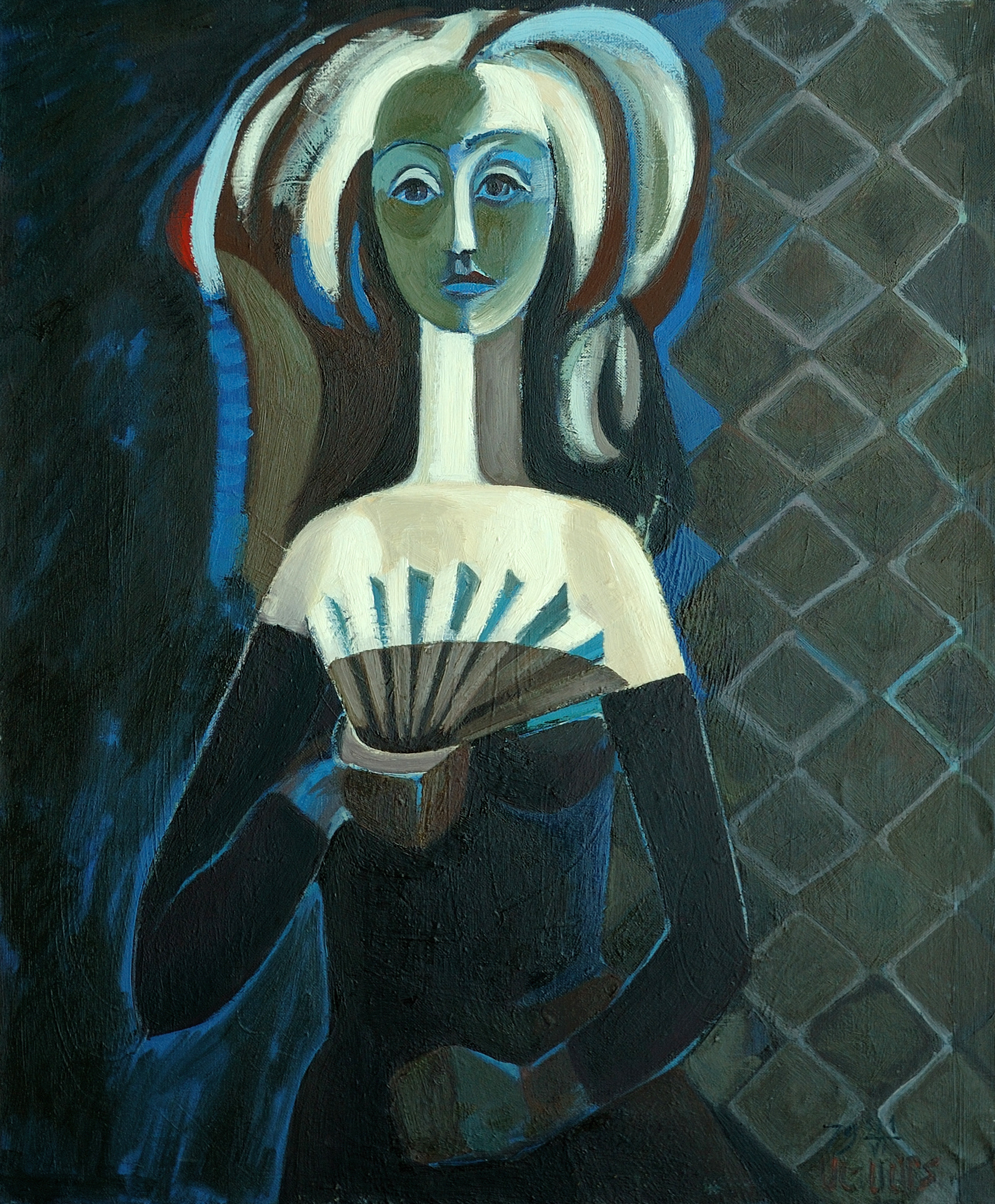 Girl with Fan - 1979 - Oil on Canvas - 41.5 x 34"