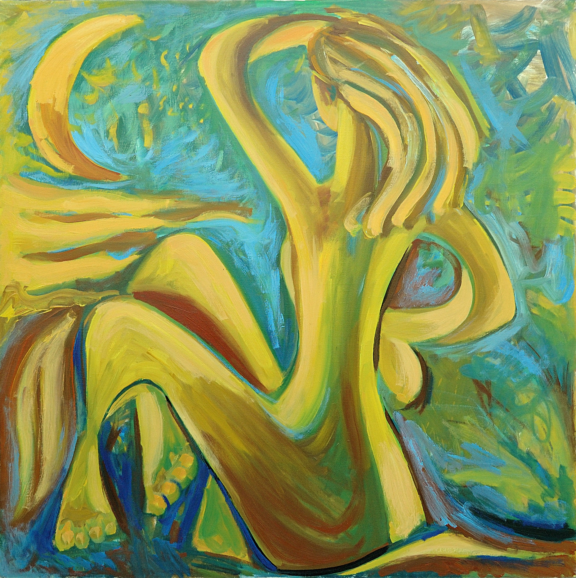 Dreaming Girl at Beach - 2001 - Oil on Canvas - 48 x 48"