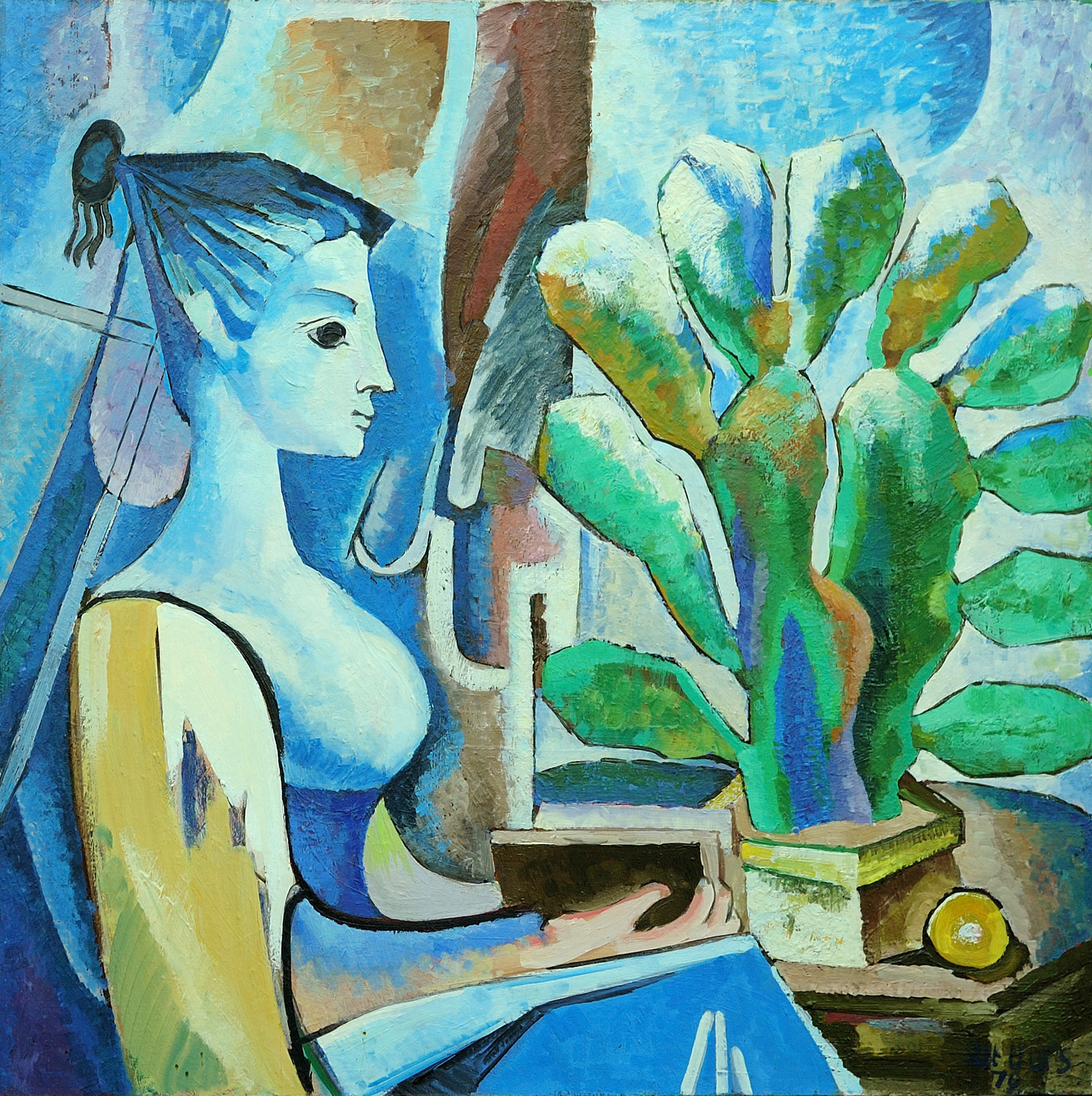 Girl and Cactus - 1972 - Oil on Canvas - 43 x 43"
