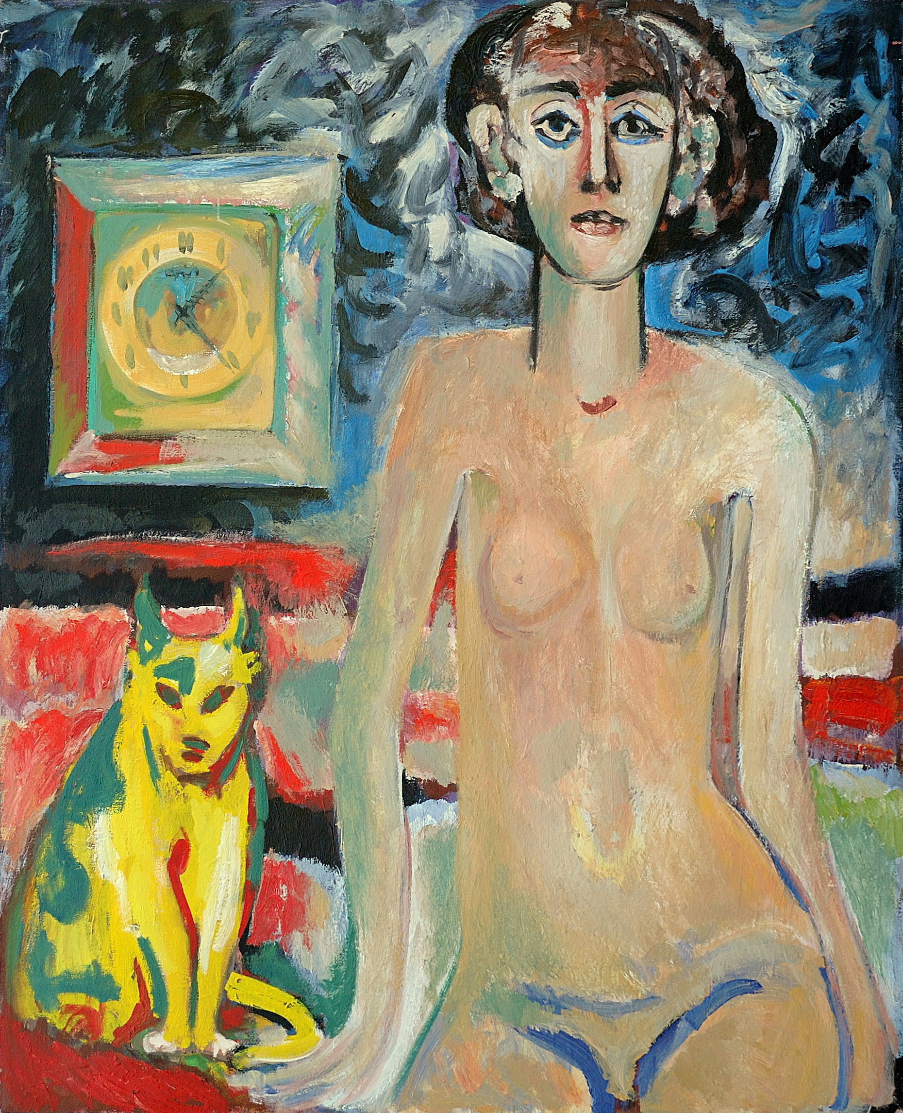 Nude Girl and Cat - 2003 - Oil on Canvas - 49.5 x 40.75"
