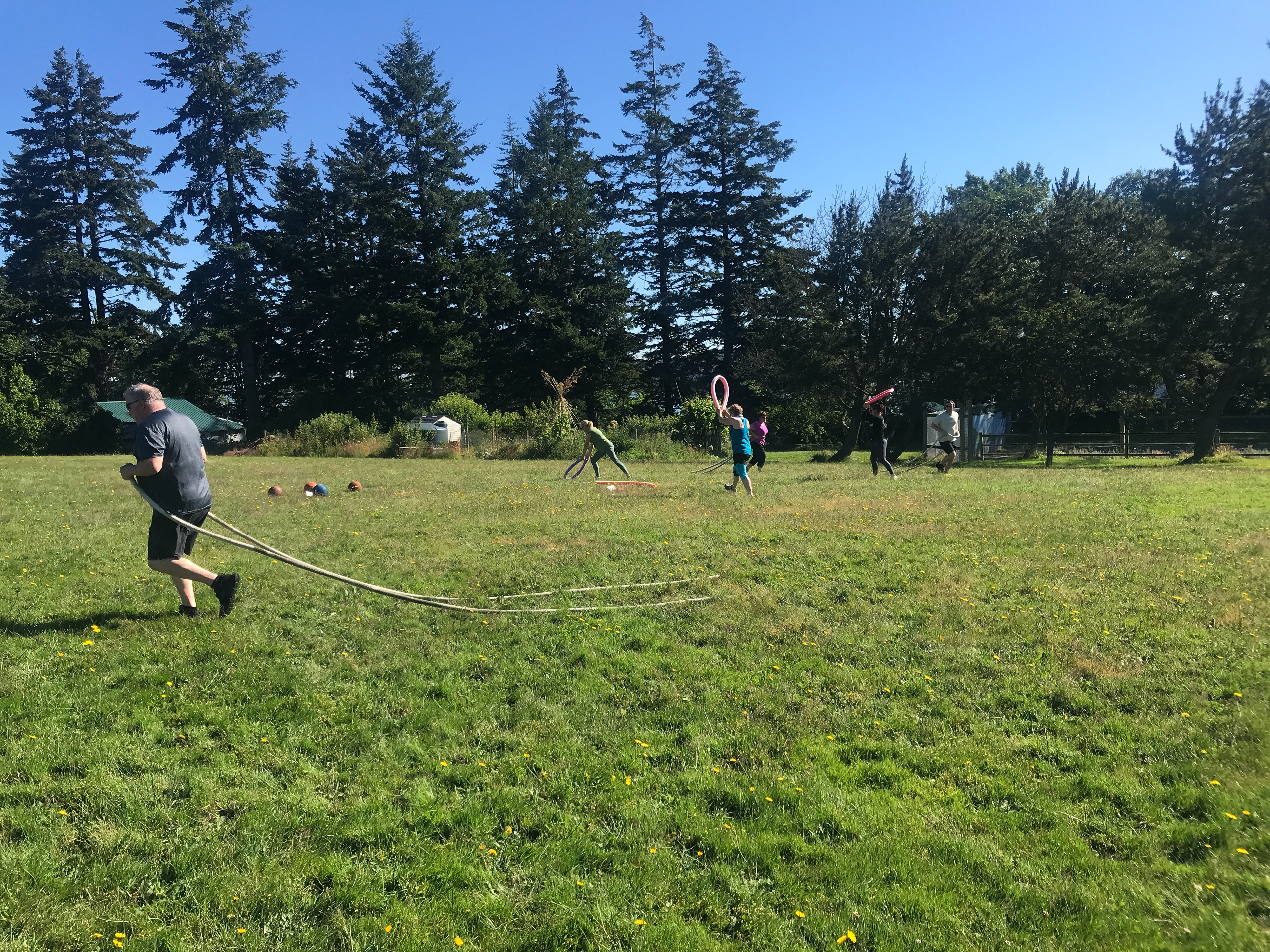 Variety of exercise stations