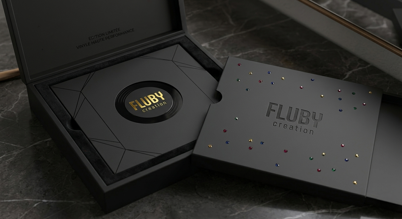 Coffret collector noir pour vinyle avec conception packaging premium