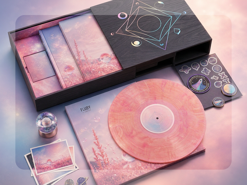 Coffret collector pour édition musicale avec packaging et éléments graphiques premium
