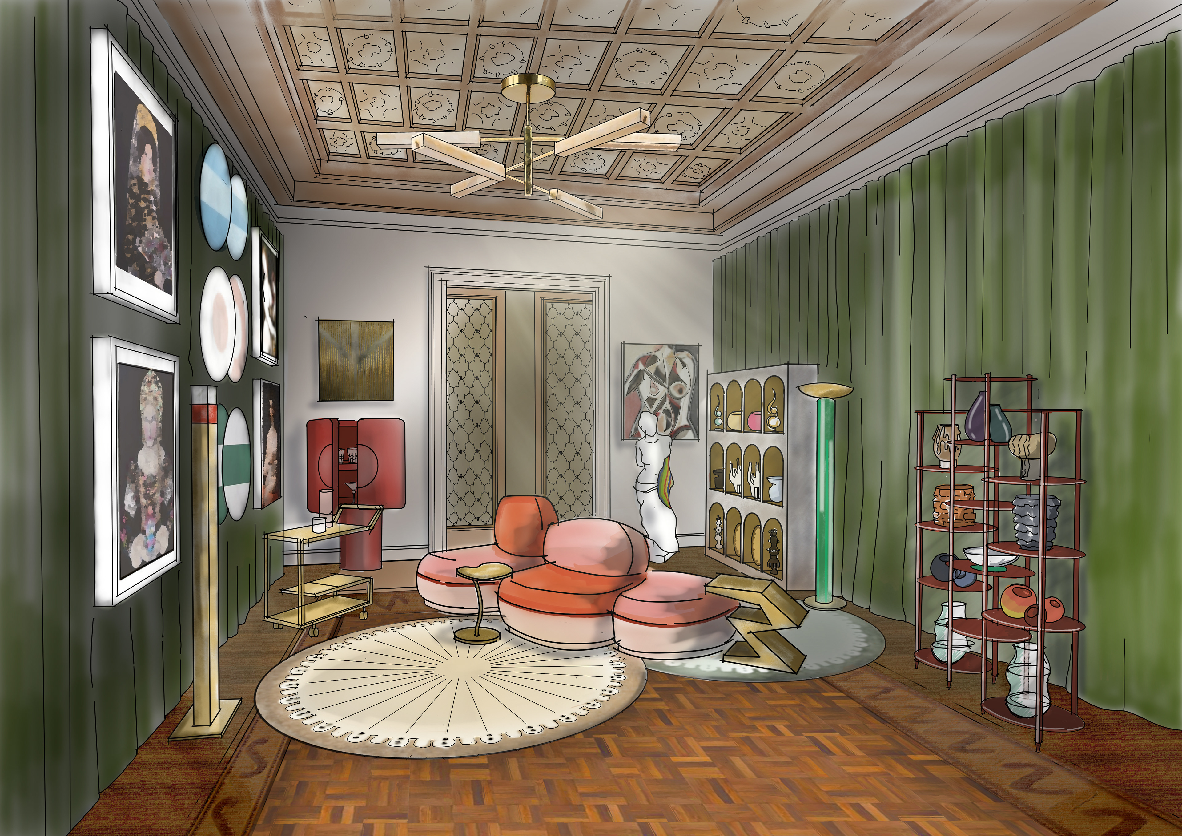 Palazzo Donizetti, Entertainment Room, sketch