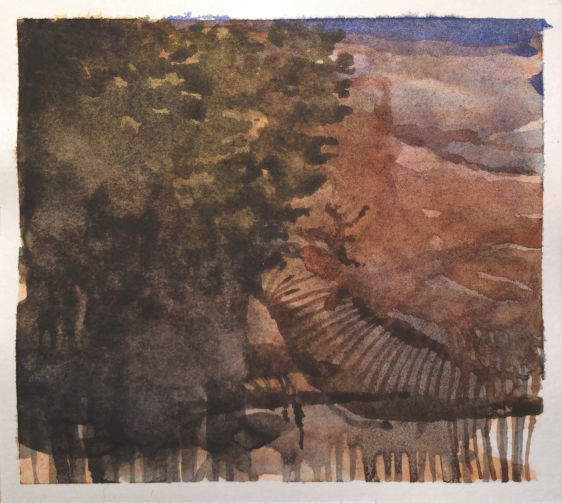 untitled landscape watercolor on paper 4 1/2 x 5 inches 2017