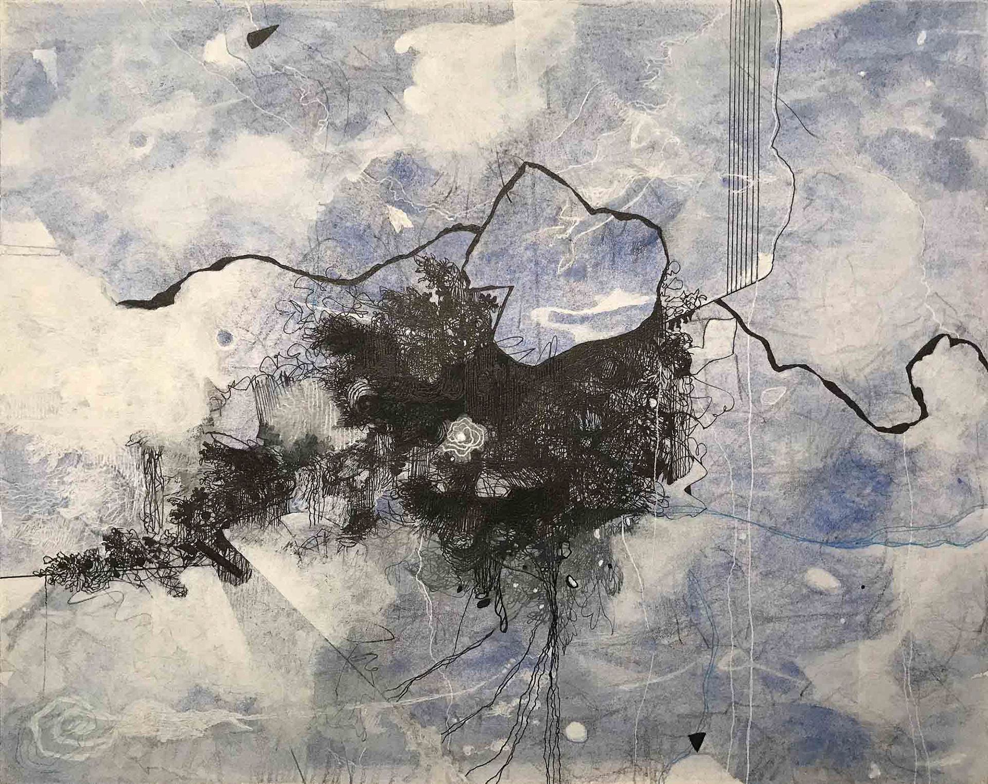 Thaw acrylic, gel pen, pencil on paper 8 x 10 inches 2021