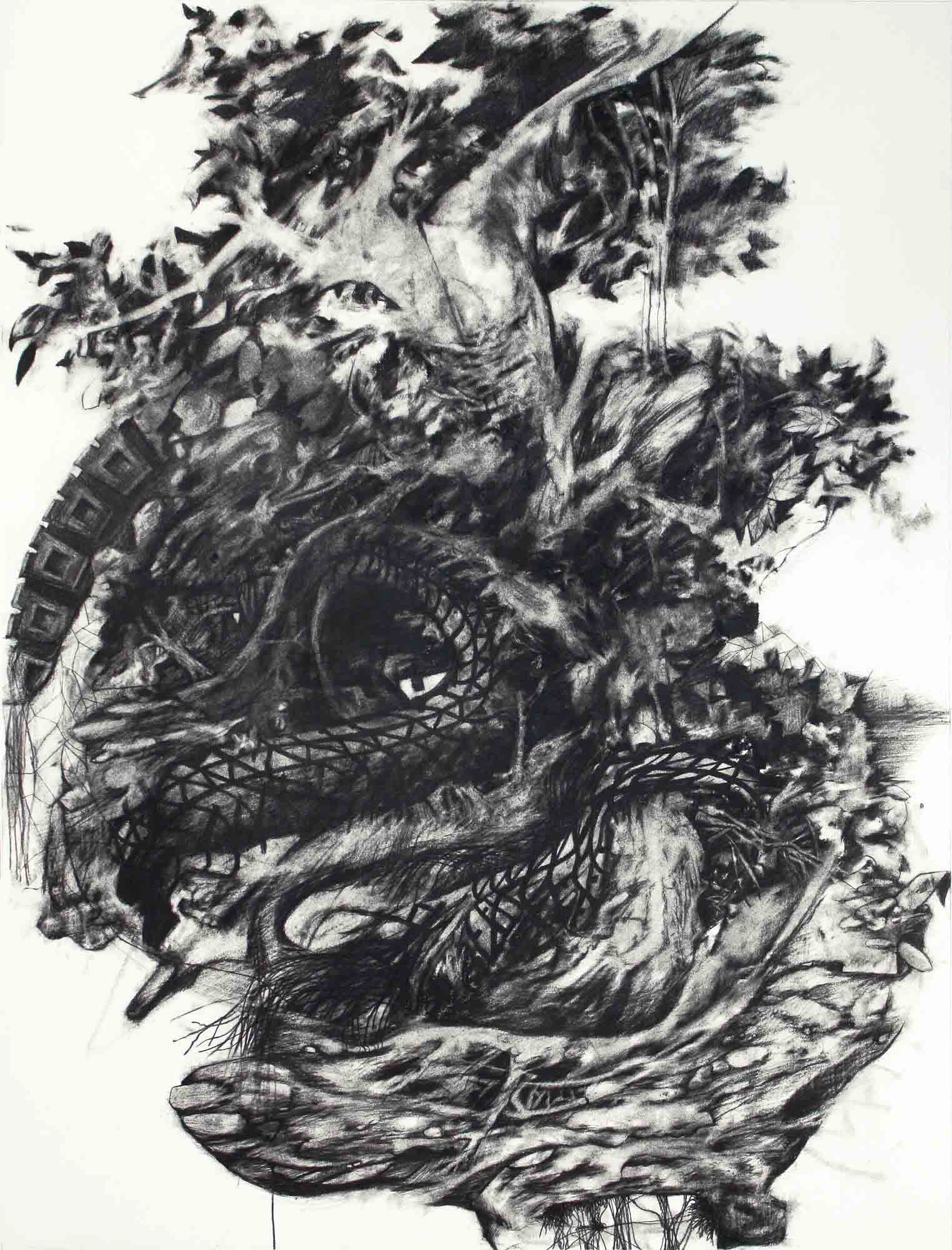 Retread charcoal on paper 30 x 22 1/4 inches 2013