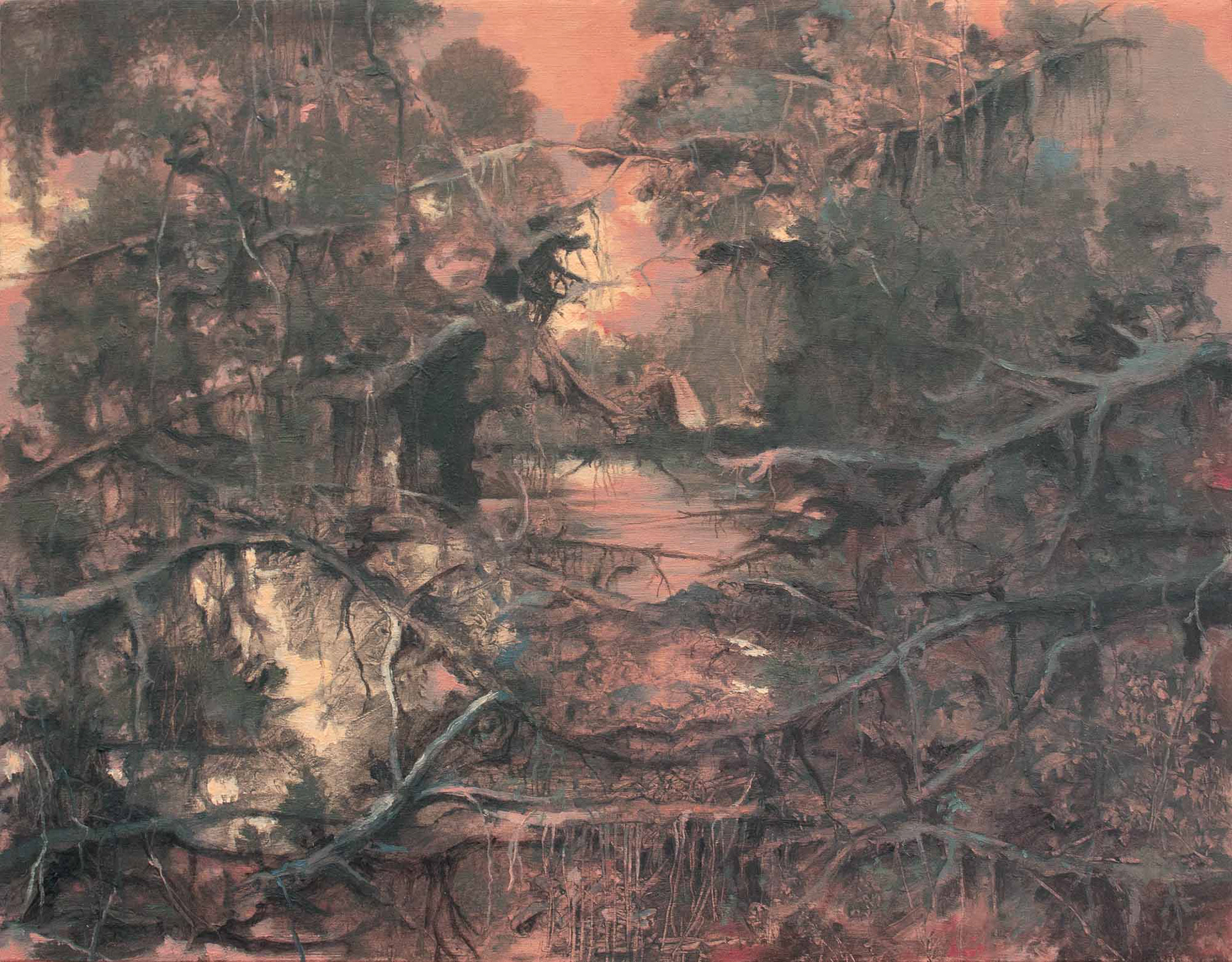 Inlet oil and acrylic on paper over linen 11 x 14 inches 2020