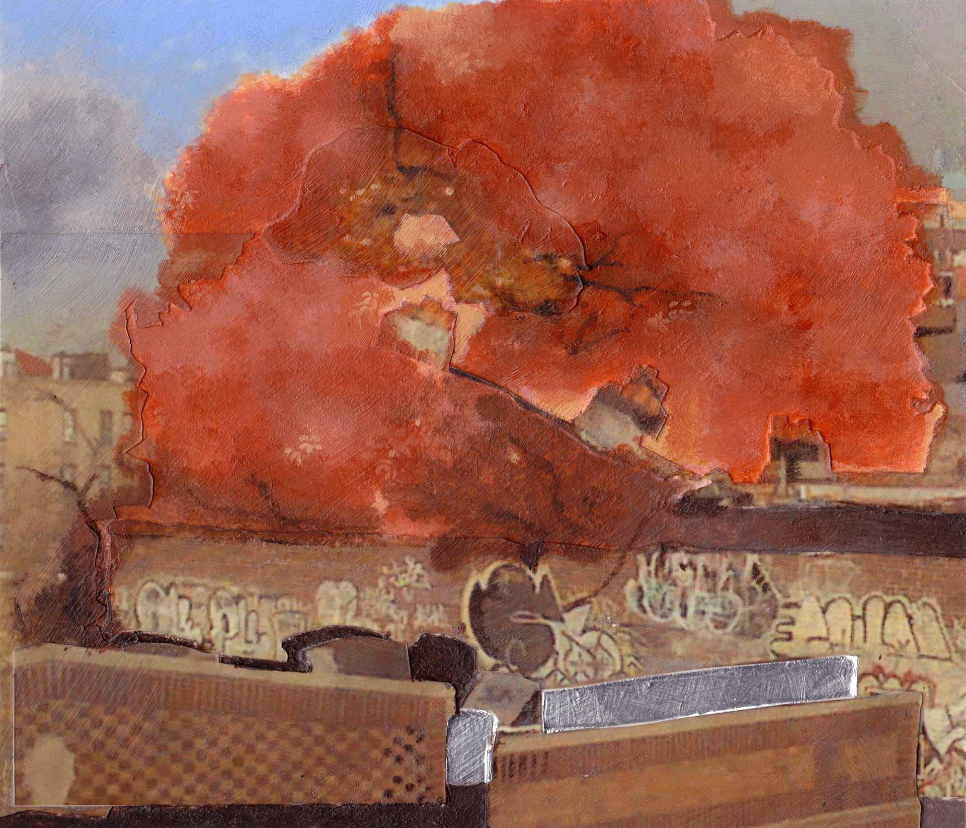 Unbloom collage and acrylic on paper 7 1/4 x 8 1/4 inches 2011