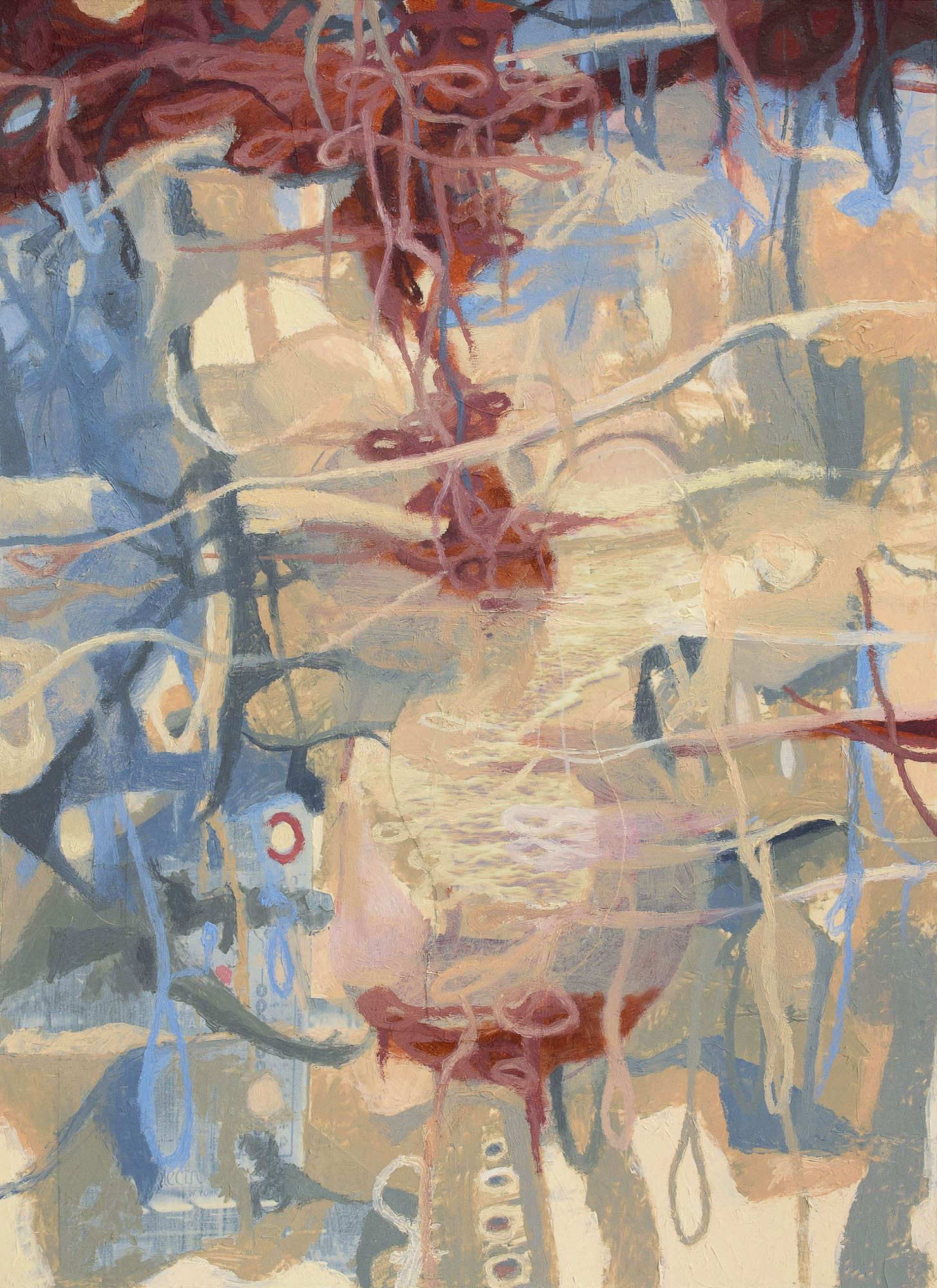 Hot Air oil, acrylic, and collage on watercolor paper 12 x 9 inches 2023