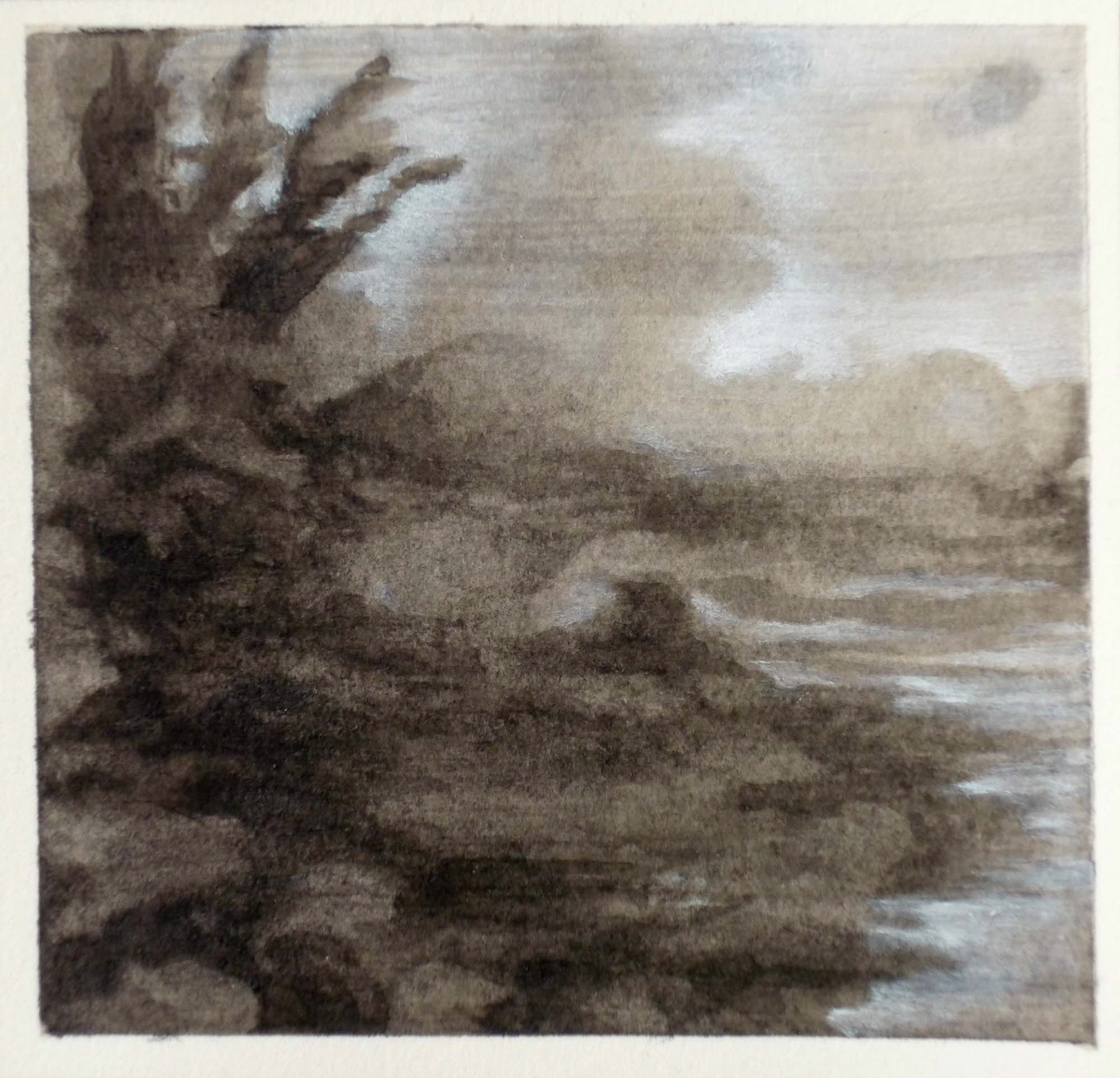 Shore ink and acrylic on paper 3 1/4 x 3 3/8 inches 2011