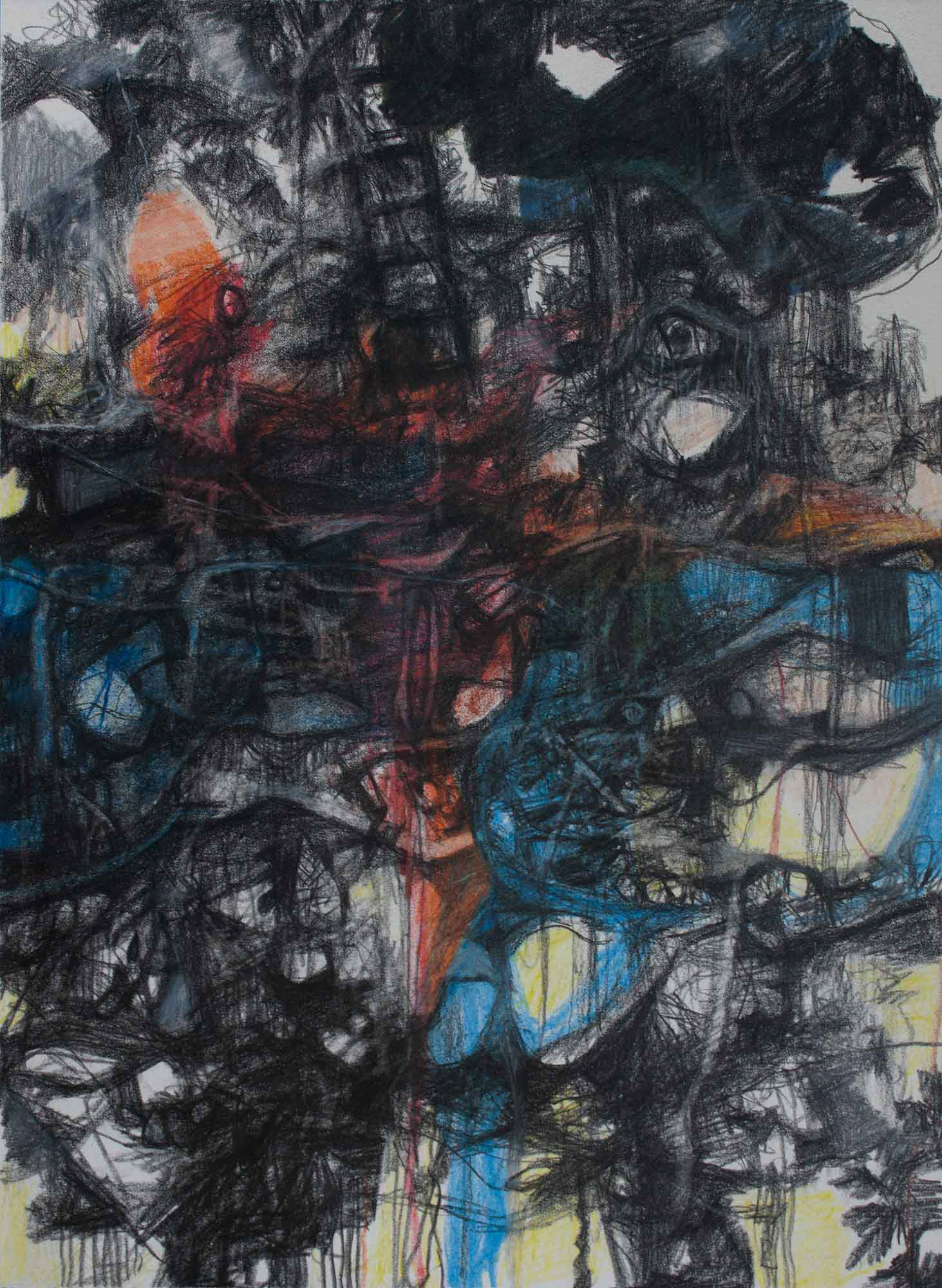 Superstition carbon pencil and color pencil on Bristol paper 12 x 9 inches 2022