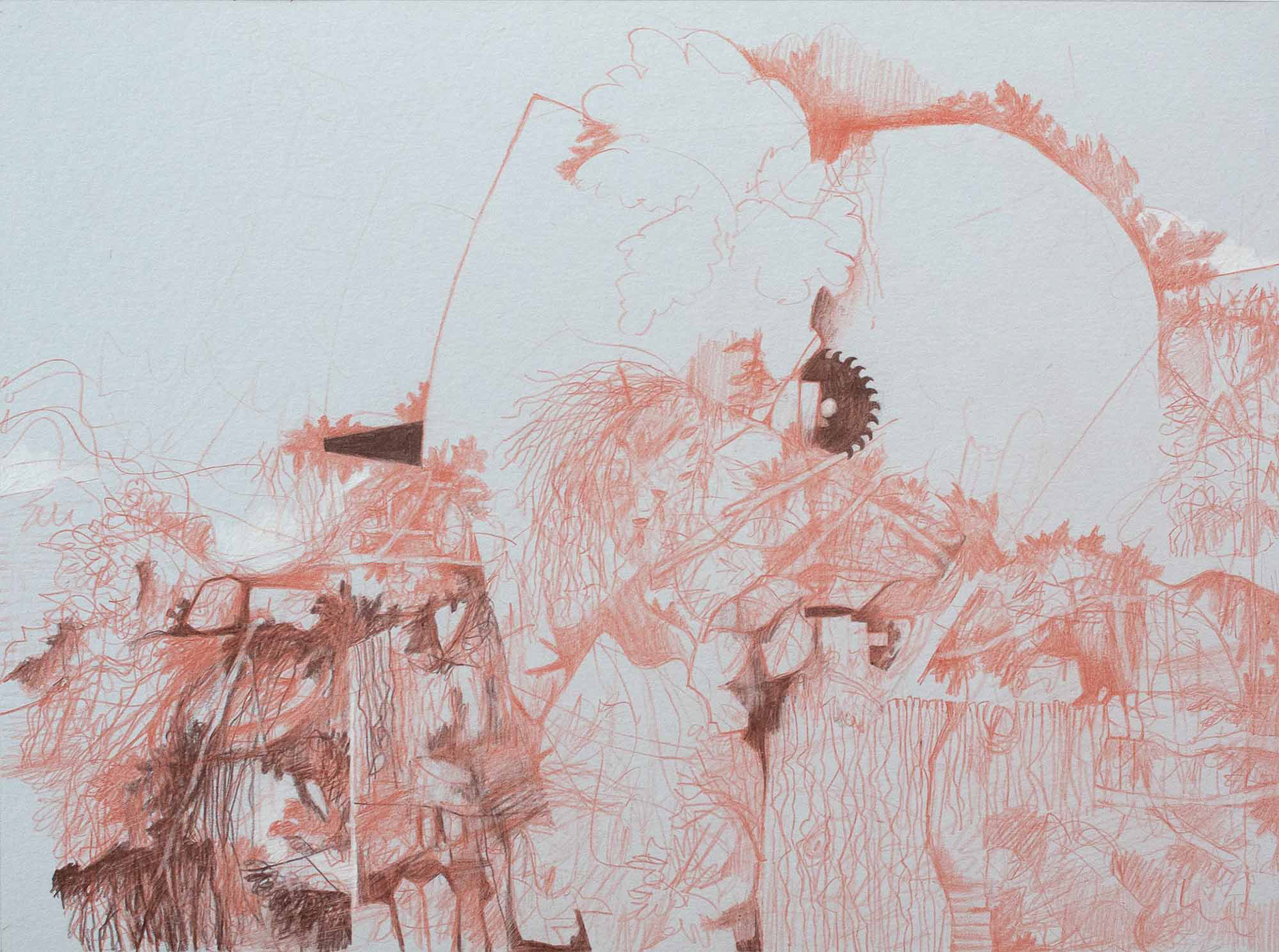 Study for Crestfallen color pencil on grey paper 9 x 12 inches 2018