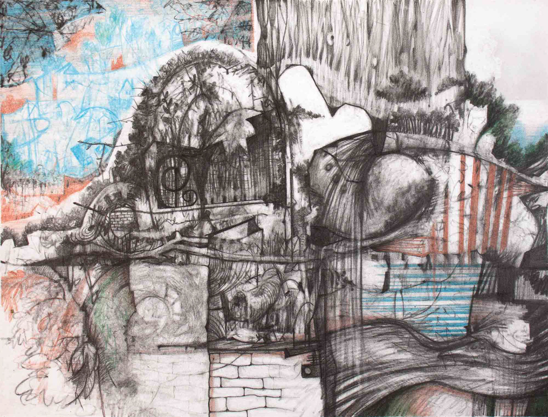 Fugue graphite and color pencil on Bristol paper 7 x 9 inches 2016