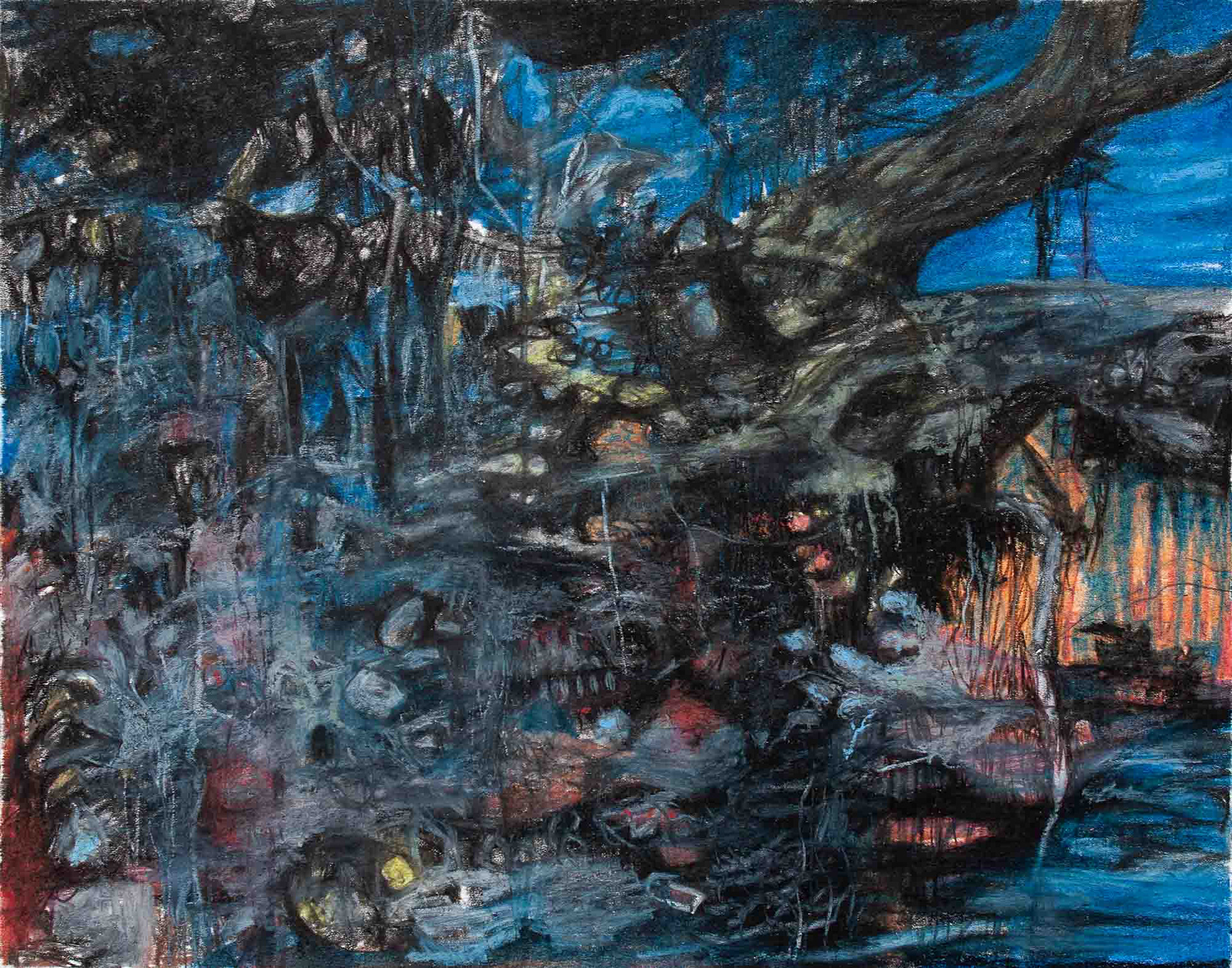 Inlet-09102022 color pencil, carbon pencil, grease pencil, and oil pastel on Bristol paper 8 x 10 inches 2022