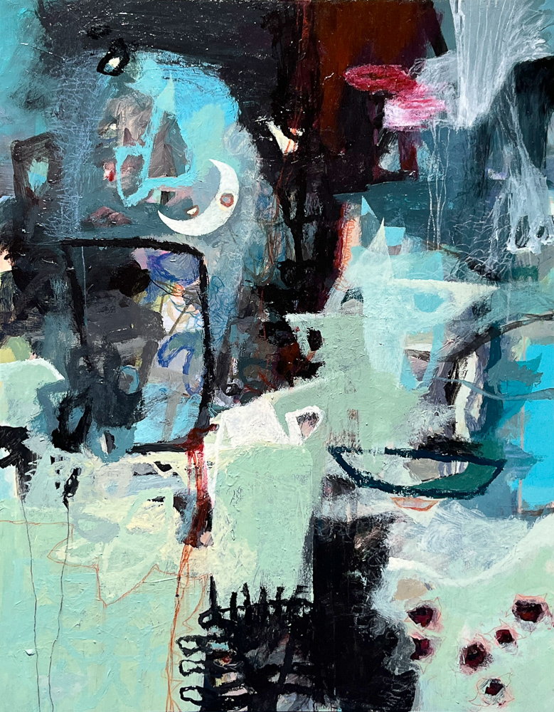 Hark - acrylic and color pencil on rag board, 14 x 11 inches, 2025